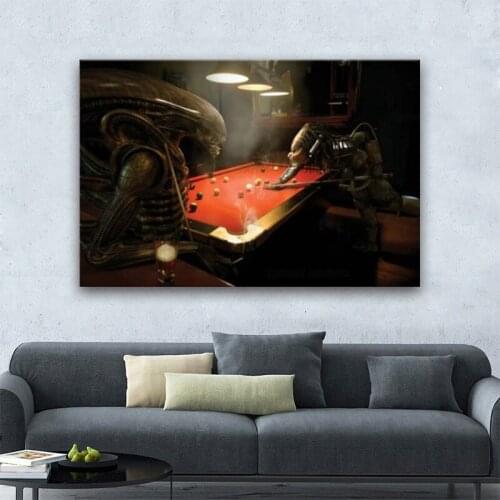 Alien vs Predator Play Snooker Movie Art Silk Poster Print Wall Pictures Room Decor