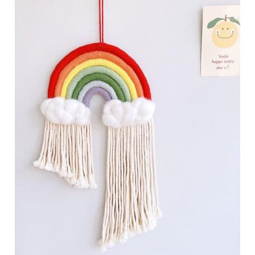 Nordic Felt Cloud Room Decor Handmade Woven Rainbow Hanging Ornament Rope Tassel Pendant Kids Baby Room Wall Hanging Decoration