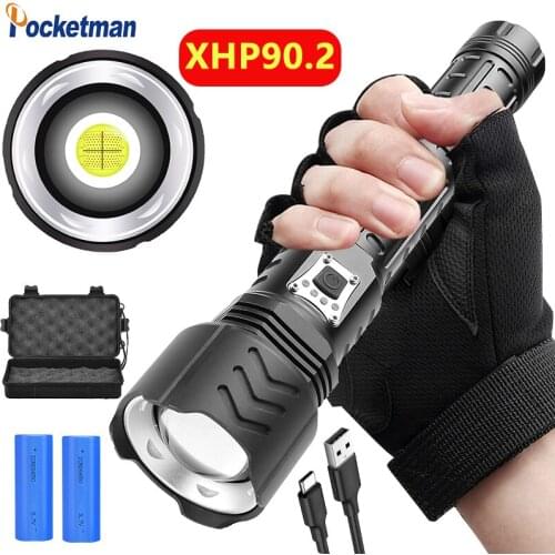 400000lm Super Powerful XHP90 Led Flashlight USB Rechargeable Torch Lanterna Zoomable Tactical Flash Light 26650 5 Modes