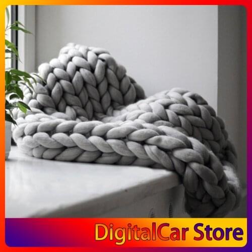 Comfortable Keep Warm Soft Thick Line Giant Yarn Knitted Blanket Handmade Manual Weaving Photography Props Blankets