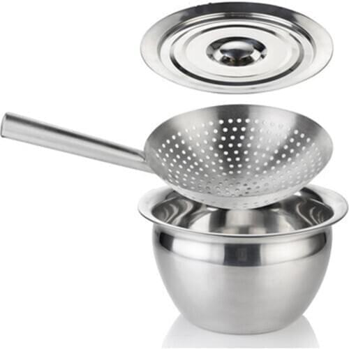 Dinner Fruit Salad Mixing Bowl stainless steel oil pan seasoning passoire colander sifter sieve wok Oil Storage bowl chef tools