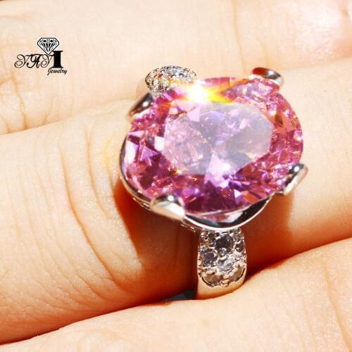 YaYI Jewelry Fashion Princess Cut 5.2 CT Pink Zircon Silver Color Engagement Wedding Party Womans Girls Rings Christmas Present