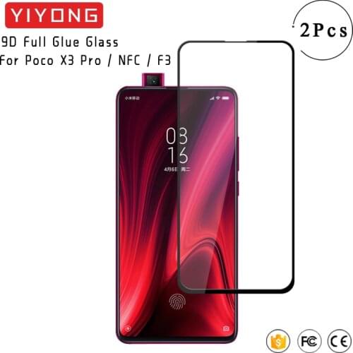 YIYONG 5D Full Cover Glass For Xiaomi Pocophone F2 Pro X3 M3 C3 Tempered Glass Screen Protector For Xiaomi Poco X3 NFC F1 M2 Pro