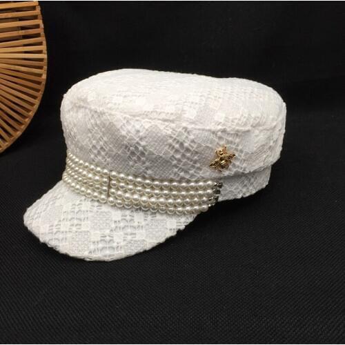 White lace navy cap female early spring the new cap ins joker elegant fashion newsboy cap berets