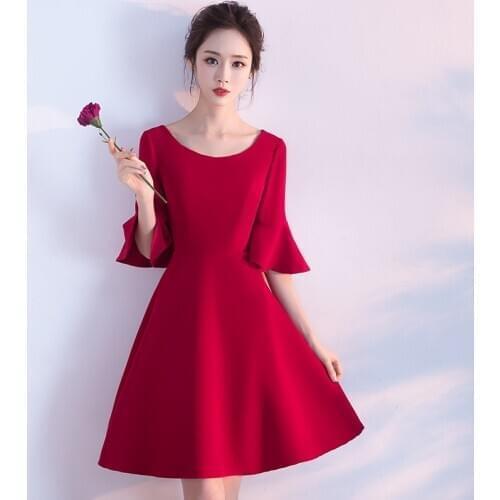 Gown For Women Elegant O-neck Bride Wedding Dress Temperament Slim Evening Party Dresses Flare Sleeve Noble A-line Prom Gowns