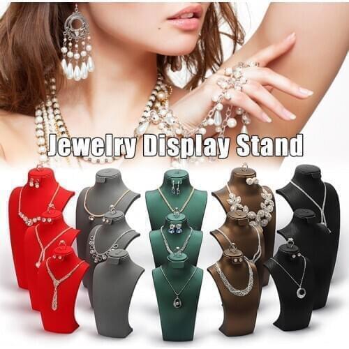 1PC PU Leathe Velvet Acrylic Mannequin Necklace Jewelry Display Holder Pendant Earrings Decorate Exhibition Display Stand Shelf