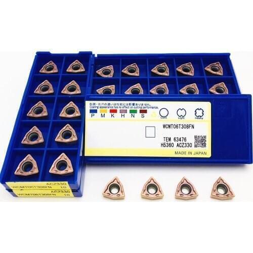 100PCS carbide blade WCMT06T308 FN ACZ330 turning CNC lathe parts tool WCMT 06T308 for U drilling lathe blade WCMT