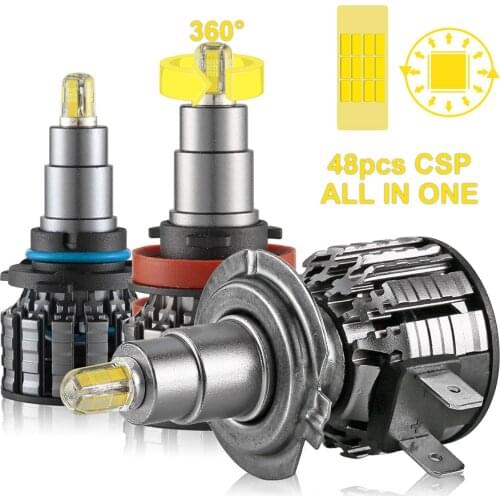 2PCS G11 360° LED Headlight Super Bright In-Line H7 H11 LED Headlight Bulb 9012 9005 9006 Headlamp Four-Sided 6000K Fog Lights