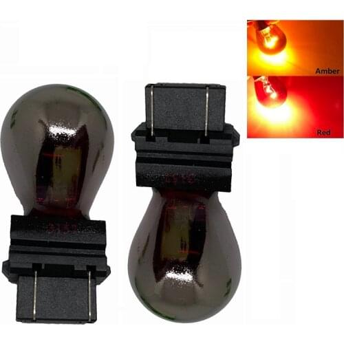 2pcs Silver / Chrome T25 3157 3156 P27/7W P27W Glass Bulbs Car Brake Reverse Light Lamp Turn Signal halogen light Amber red