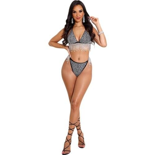 2021 Ins Internet Celebrity Famous Women Set 2Pcs Bikini Suit Diamonds Sexy Club