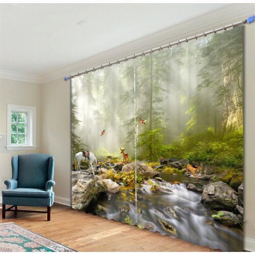 2017 Forest scenery 3D Blackout Curtains For Living room Bedding room Decor Tapestry Wall Carpet Drapes Cotinas
