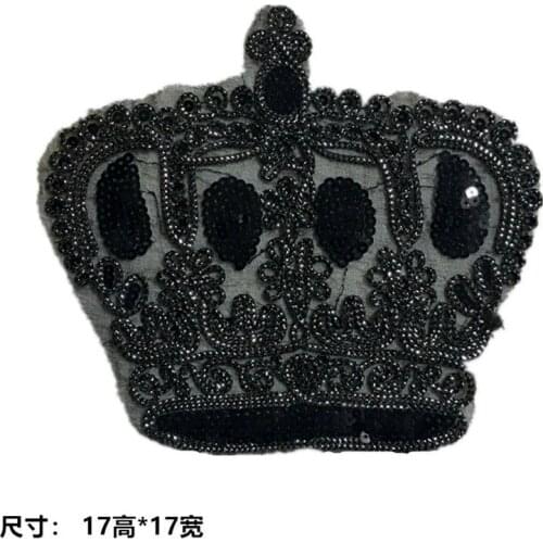 30pcs/Lot Embroidery Patches Letters Clothing Decoration Accessories Crown Something Black Diy Iron Heat Transfer Applique