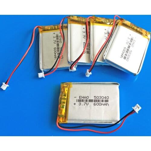 5 pcs 3.7V 600mAh 503040 rechargeable battery JST 1.25mm lipo polymer lithium battery for MP3 GPS bluetooth Recorder camera