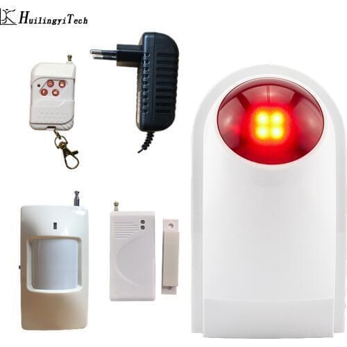 HuilingyiTech Wireless Flash Siren Home Security System Wireless Siren Loudly Sound House Garage 110DB Detectors Controller