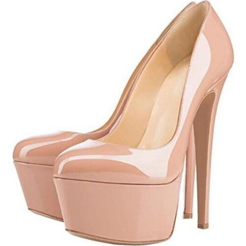 Big Size 46 Leopard Black Red Yellow Pink Patent Leather Shallow Platform Pumps Woman Thick Sole 160 mm Heels Party Shoes