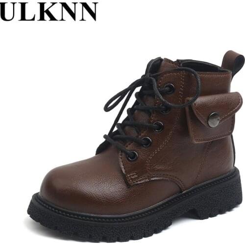 Girls Martin Boots 2021 Children Brown Leather Shoes Kids New Boots PU Single Black Short Boots For Children Size 21-30
