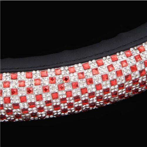 Crystal Rhinestone Car Steering Wheel Covers Universal for Woman Girl Interior Diamond Steering Wheels Cover Auto Accessories
