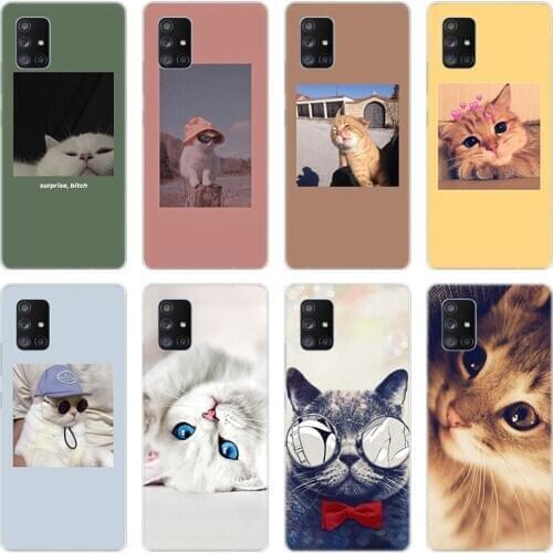 Animal cute cat kitten Case for Samsung Galaxy A10 A21 A30 A50 A70 S A20 E A40 A01 A11 A31 A41 A51 A71 A81 A91 Silicone Cover