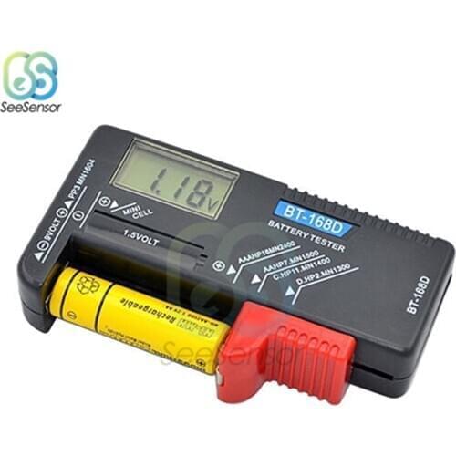 BT-168 Universal Multiple Size Battery Tester For AA/AAA/C/D/9V/1.5V LCD Display Digital Battery Capacity Tester Volt Checker