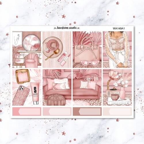 7sheets/pack Pink Space Weekly list label Decorative Sticker DIY Stationery sticker Scrapbooking album Stickers