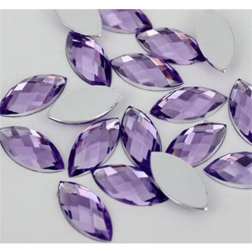 DIY Bling Lt Purple Color Horse Eye Lattice Faceted Acrylic Rhinestone Flatback Acrylic Stone for Hand Craft Art Decoration