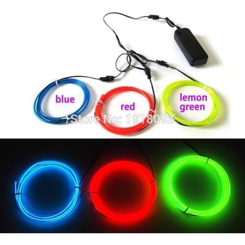For LED Strip Modelling Decor 3pieces 1M Different colors 3.2mm Flexible EL Wire Rope Tube Led thread Neon Light with DC-3V