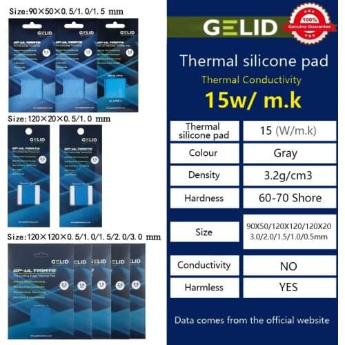 Gelid Multi-size high-performance 15W/mK thermal pad CPU/GPU Graphics Card Thermal Pad Motherboard Thermal pad