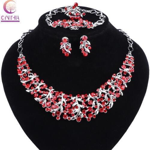 Hot Sale Luxury High Quality Rhinestones Necklace Earrings Sets Crystal Bridal Wedding Jewelry Sets For Bridal