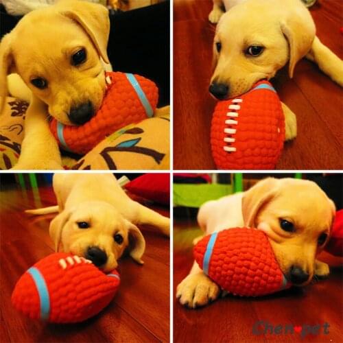Dog Toy Funny Interactive Elasticity Football Toy Pet Chew Sound Toy Tooth Clean Ball Rubber FootBall Squeaky Puppy Accessories