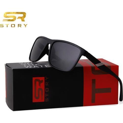 STORY Square frame Polarized Sunglasses Men Driving Sun Glasses plastic Outdoor all-fit retro high quality eyewear UV400