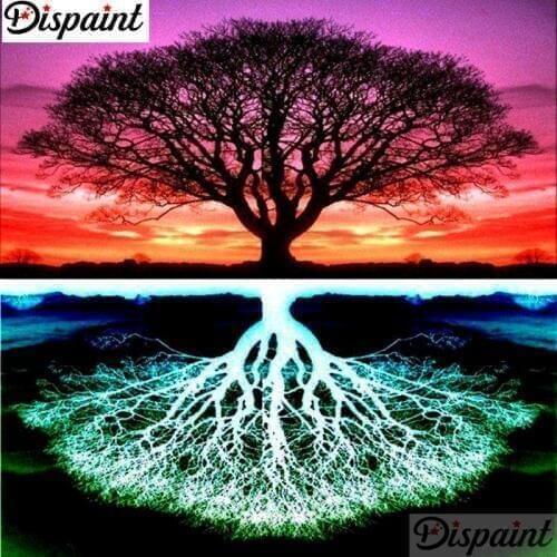Dispaint Full Square/Round Drill 5D DIY Diamond Painting "Tree reflection" Embroidery Cross Stitch 3D Home Decor A10816