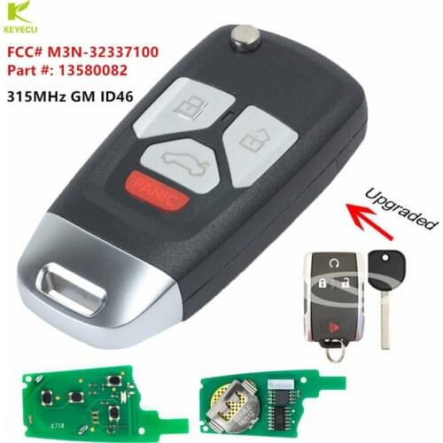 KEYECU Replacement New Upgraded Flip Remote Key Fob 315MHz ID46 for 2014-2016 GMC Sierra Chevrolet Silverado FCC: M3N-32337100