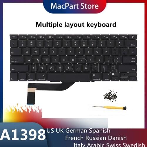 New for Macbook Pro 15" A1398 Keyboard US UK EURO EU German French Danish Russian Spanish 2012 2013 2014 2015