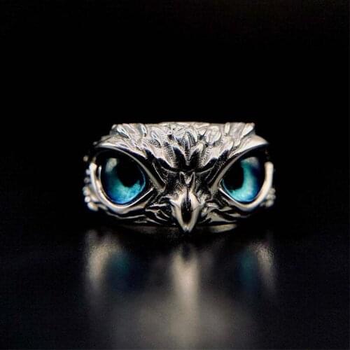 Creative Demon Eye Owl Ring Vintage Animal Adjustable Open Rings for Women Men Punk Couple Ring Fashion Jewelry Best Gift