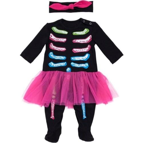 Newborn halloween costumes for baby girl romper long sleeve girl baby suit cotton lace rompers ghost pumpkin baby jumpsuit gift