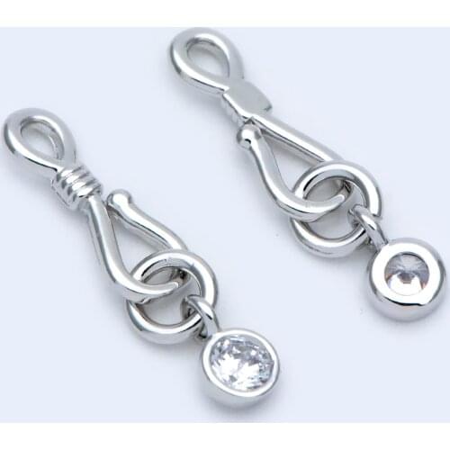 10pcs Rhodium plated Brass Hook And Eye Clasp, 20mm, Bracelet Clasp, Clasp For DIY Jewelry Making Accessories (GB-1549-2)