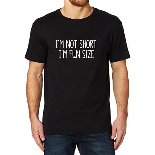 Lyprerazy Mens I'm Not Short I'm Fun Size Letter Print Black Tank Top Gym Workout Fitness Summer Funny T-shirt