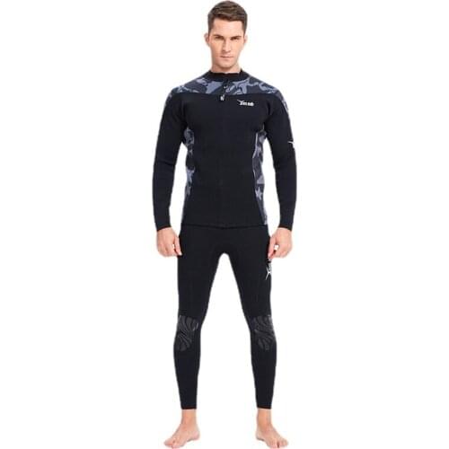 2MM Man Zipper Jacket pants Neoprene Wetsuit Diving Surfing Spearfishing Camouflage Black Swimsuit Stretch fabric Diving Suits