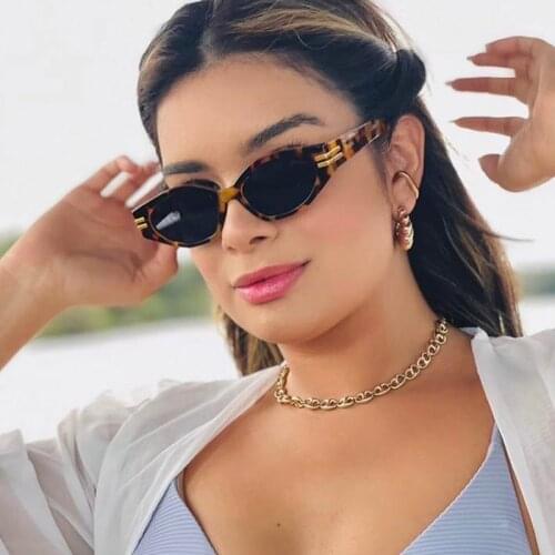 Unisex Fashion 2021 New Womens Square Sunglasses Women Cat Eye Shades Vintage Brand Trend 90s Sun Glasses For Female Eyewear