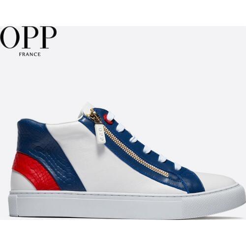 OPP Mens Shoes Zip Breathable Leather Mixed Color Shoes Hip-hop Casual Mens Skate Shoes Zipper Boots