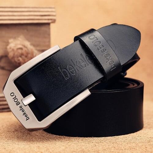 Bekele BOLO Brand Mens Genuine Leather Belt Male Vintage Fashion Belts For Men Leather Cowhide Simple Business Mens Belt 1080