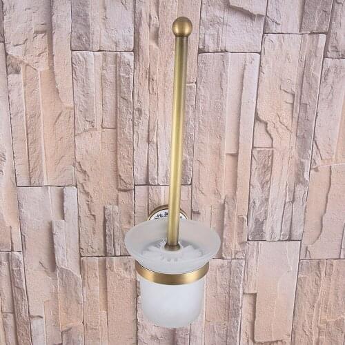 Wall Mounted Vintage Retro Antique Brass Bathroom Toilet Brush Holder Set Bathroom Accessory Single Glass Cup mba784
