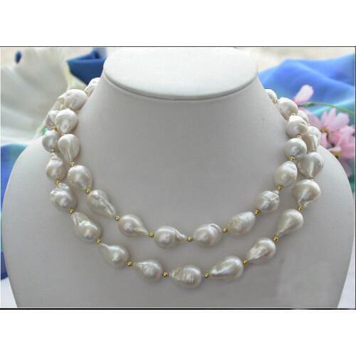 HUGE 32" 20mm baroque drip white KESHI REBORN PEARL NECKLACE
