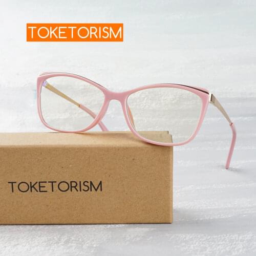 Toketorism Womens Vintage Eyewear Anti Blue Computer Eyeglasses Prescription Feminine Glasses 0502