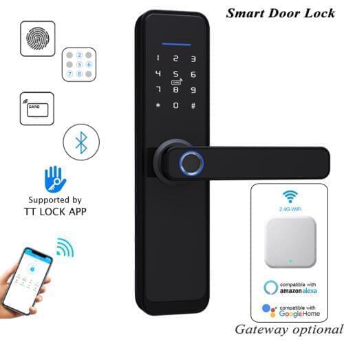 Smart Door Lock Fingerprint Lock Electronic Digital lock Bluetooth Wifi Gateway TTlock Remote Wooden door lock Alexa Google