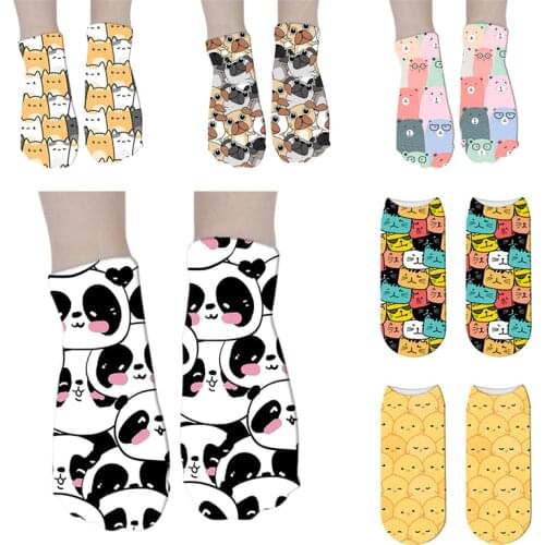 High Quality Fashion Cute Cotton Socks Creative Harajuku Casual Happy Women Socks Novelty Kawaii Cartoon Panda Short Socks