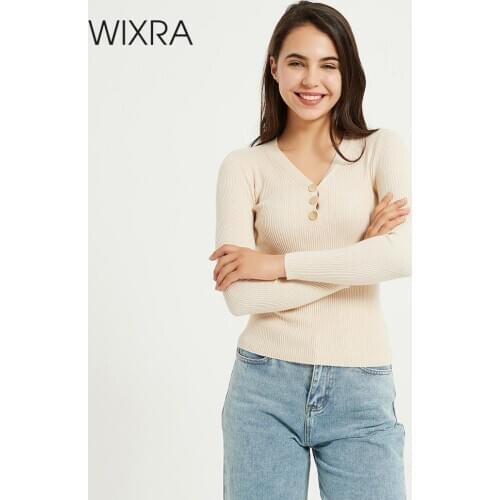 Женские пуловеры с V-образным вырезом Wixra China At AliExpress