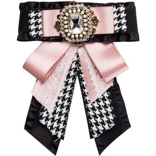 Ahmed 30Style Luxury Rhinestone Flower Printed Canvas Leopard Bow Tie Brooches for Women Fashion Collar Jewelry Dropshipping