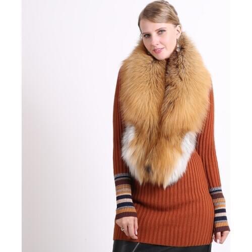 Natural Fur 2020 New Winter 100% Raccoon Fur Real Collar & Womens Scarfs Fashion Coat Sweater Scarves Collar Luxury Neck
