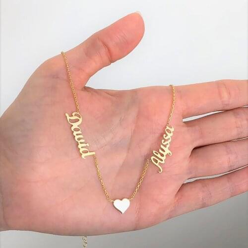 Womens Personalized Custom Name Necklace Rose Gold Silver Color Stainless Steel Heart Shaped Pendant For Women Anniversary Gift